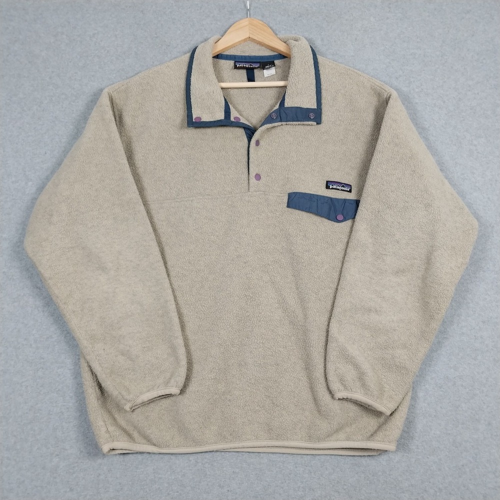 Vintage Patagonia Synchilla Mens Large Oatmeal Snap-T Fleece Pullover USA Made